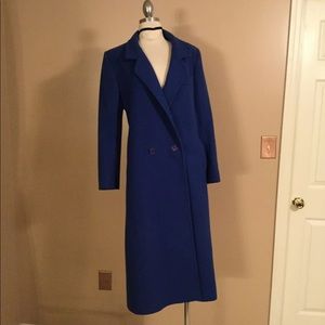 Classic Vintage Style Long Blue Pea Coat